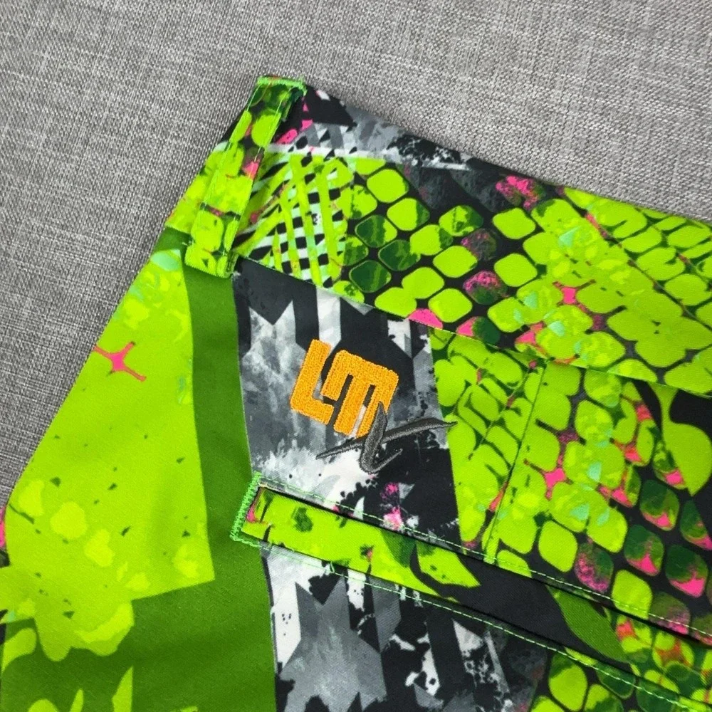 Loudmouth Shorts Womens 14 Green Geometric Print Golf Bermuda Polyester Pockets